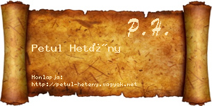 Petul Hetény névjegykártya